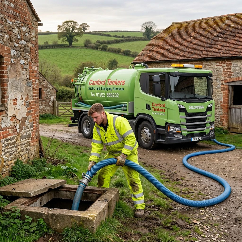 Canford Drains septic tanker on a Dorset farm